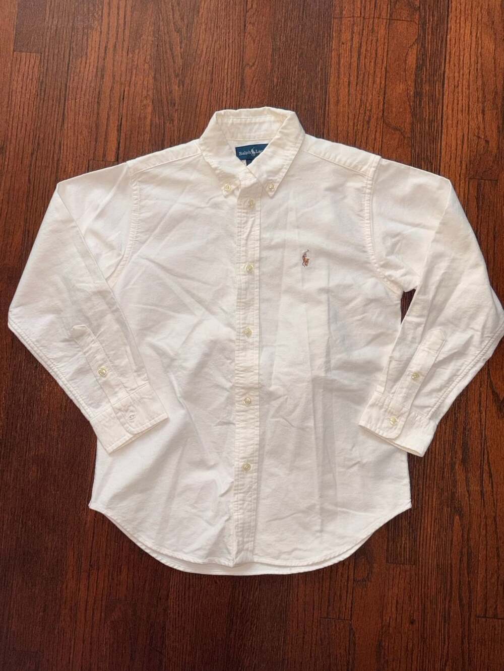 Ralph Lauren Button-Down Shirt Size 7 White Cotton Oxford